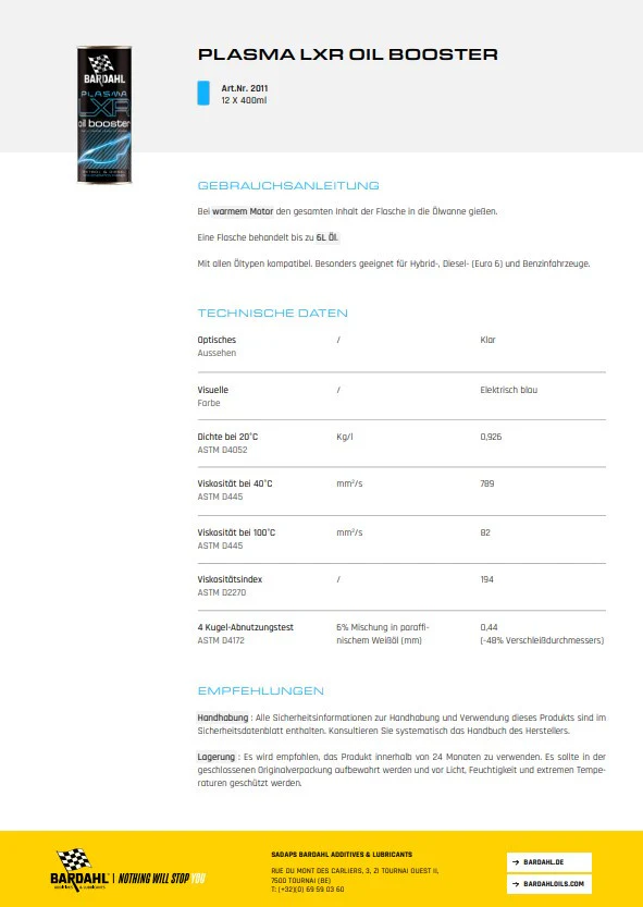 Bardahl Plasma LXR Oilbooster Öl-Leistungsverbesserer - 400ml - Image 3