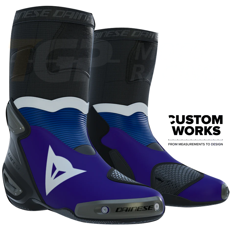 Dainese Axial 2 Racing und Straßen Motorradstiefel Prima Pramac Yamaha MotoGP Replica | Herren | Lila / Yamaha Blau / Weiß | Custom Works