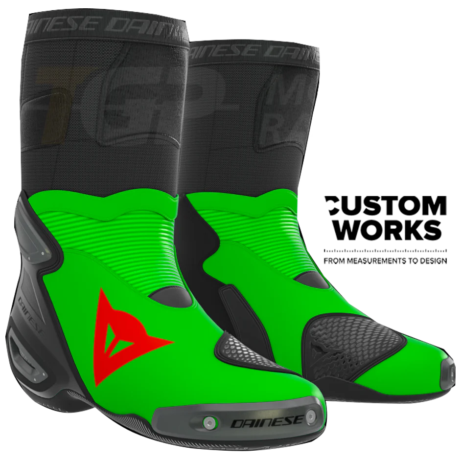 Dainese Axial 2 Racing und Straßen Motorradstiefel Franco Morbidelli Replica 2026 | Herren | Fluo Grün / Fluo Rot | Custom Works