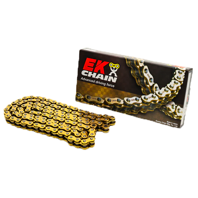 EK Kette 520 RRX Gold/Gold NX-Ring offen mit Nietschloss – 84 bis 146 Glieder