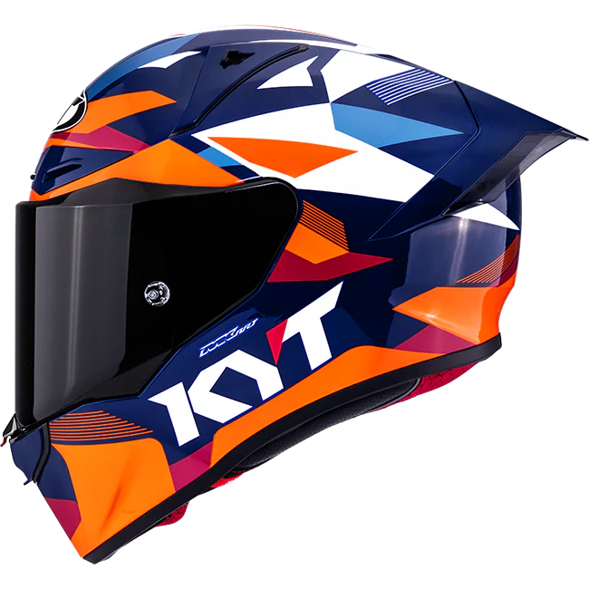 KYT R1R Racing Helm Carbon Diamond Blau / Orange Y6R10006