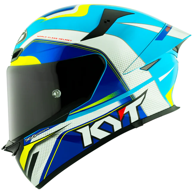 KYT TT-Revo Helm Grand Prix White Light Blue Y6TR0004