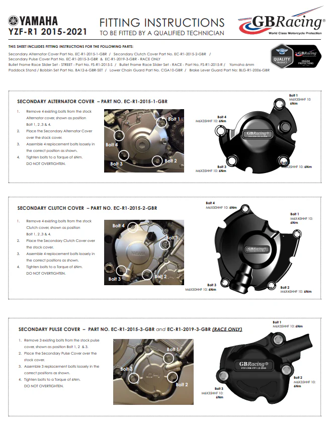 Lichtmaschinen Protektor Schutzabdeckung GBRacing Yamaha YZF-R1/M RN32, RN49 und RN65(15-26) - Image 4