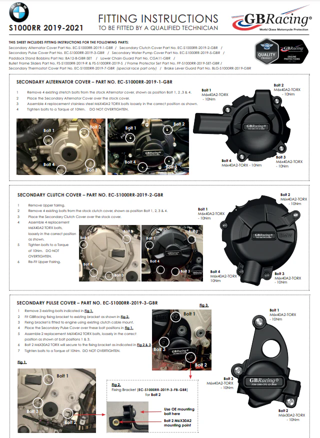 Motordeckel Protektoren Komplettset GBRacing BMW M1000RR K66 (21-26) - Image 7