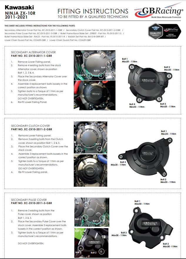 Motordeckel Protektoren Komplettset GBRacing Kawasaki ZX-10R/RR (21-26) - Image 10
