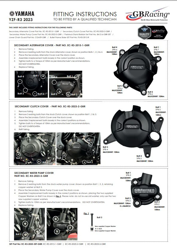Motordeckel Protektoren Komplettset GBRacing Yamaha YZF-R3 (23-26) - Image 9
