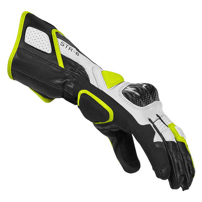 Spidi STR-6 Sport Motorrad Lederhandschuhe | Herren | Schwarz/Leuchtgelb | A221394 - Image 2