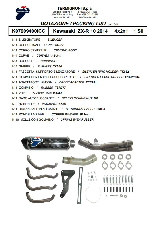 Termignoni Komplettanlage Edelstahl Kawasaki ZX-10 R/RR (16-20) K07909400ICC - Image 10