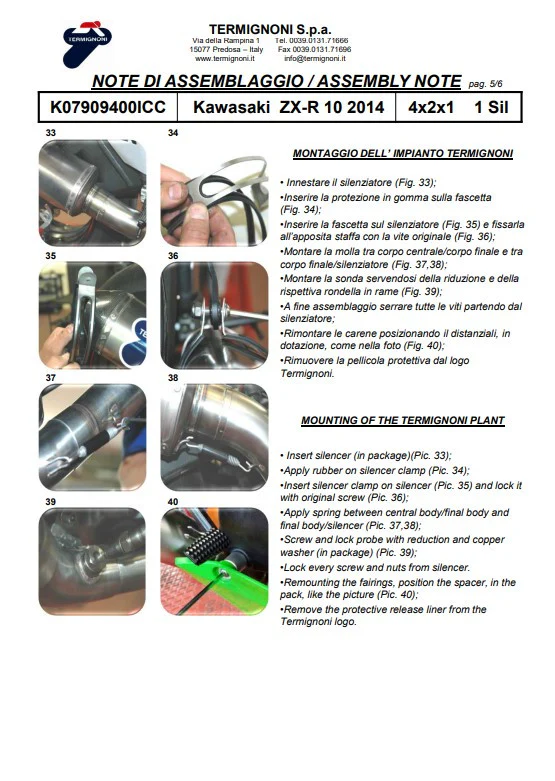 Termignoni Komplettanlage Edelstahl Kawasaki ZX-10 R/RR (16-20) K07909400ICC - Image 9